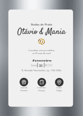 Template de convite: Bodas de prata 25 anos prata